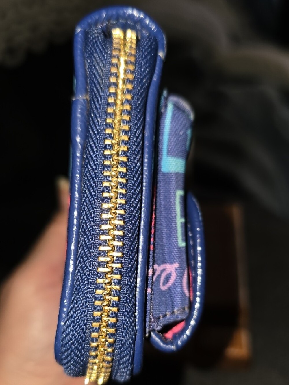 Coach 'Project' Navy Wristlet with Multicolor Script Hearts - Picture 5 of 15